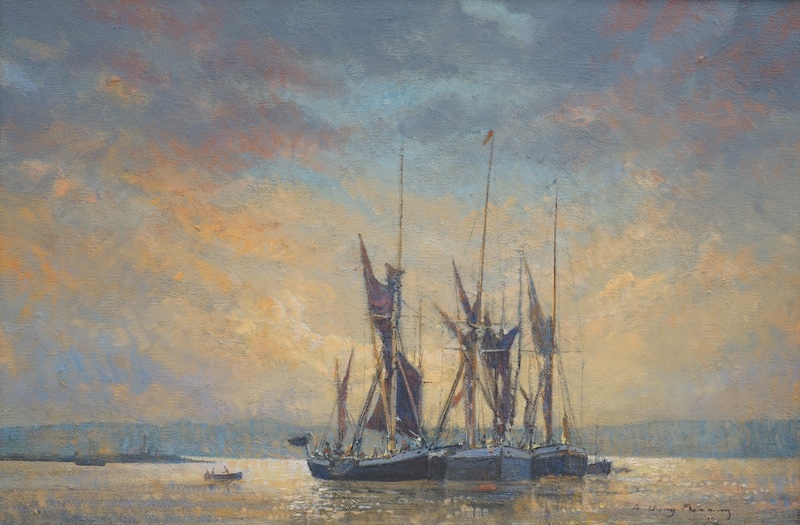 Anthony Flemming ROI, RSMA, Wapping Group of Artists (b. 1936), oil on canvas, ‘Morning Light 1994’, signed, 29 x 44cm, gilt framed. Condition - good